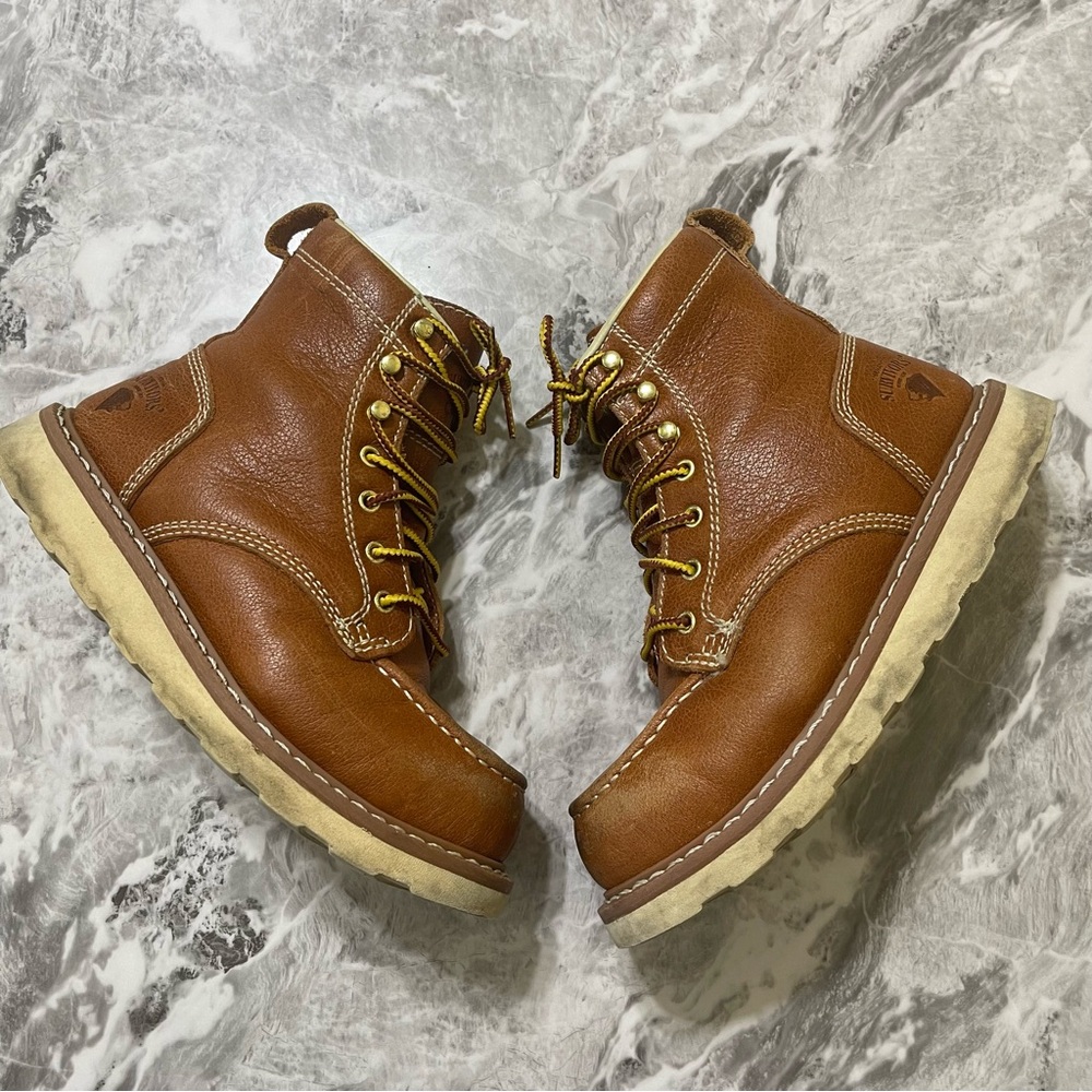 Men's Leather 6" Steel Toe Work Boots Oil Resistant Herman Survivors Oakridge - Picture 1 of 9